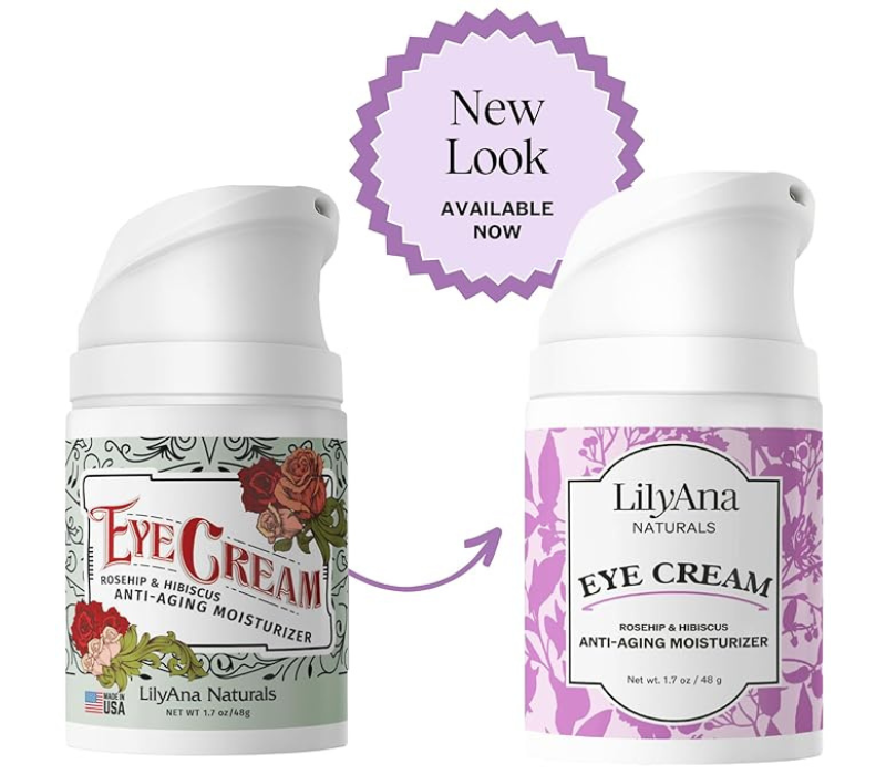 LilyAna Naturals Eye Cream - Dark Circles, Puffiness, Anti Aging - Rosehip and Hibiscus, 0.5 oz 